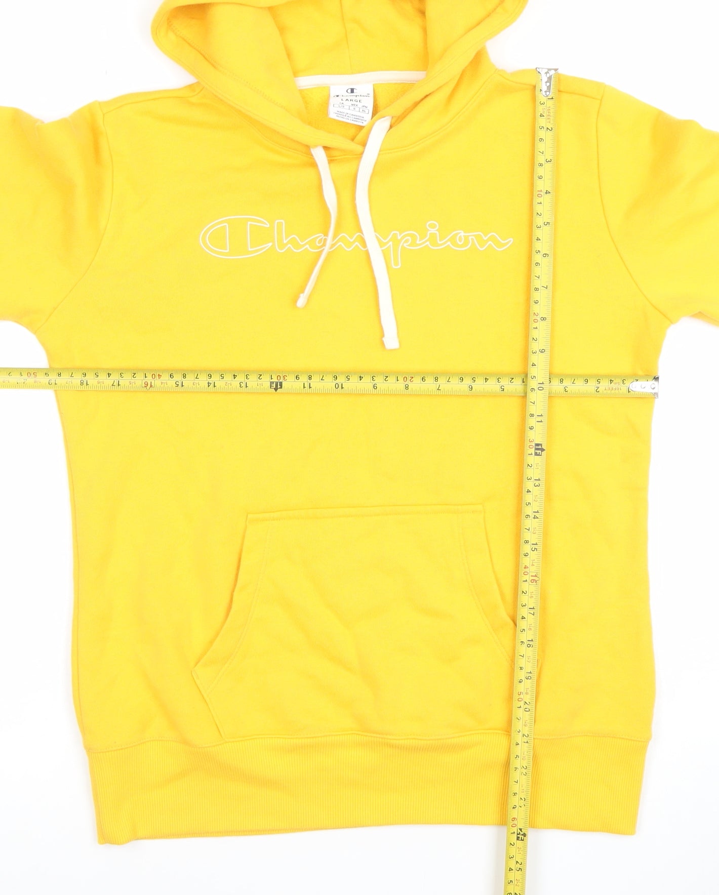 Champion Women's Yellow Pullover Hoodie Large Cotton Blend