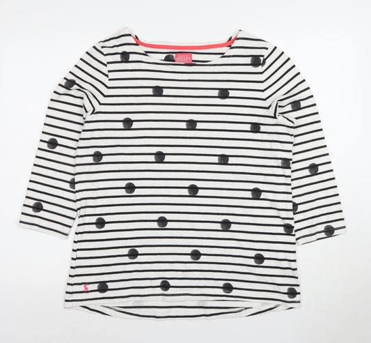 Joules Women’s White Striped 3/4 Sleeve Cotton T-Shirt UK 16