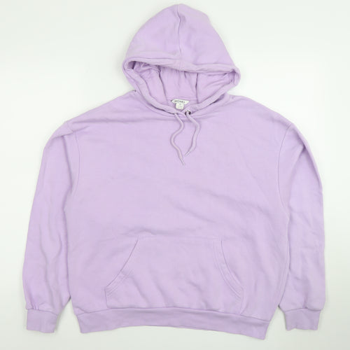 Monki Women Lilac Hoodie Medium Cotton Blend Drawstring Pullover