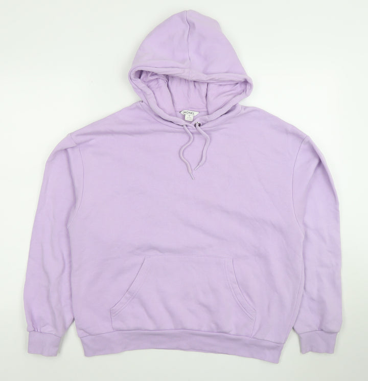 Monki Women Lilac Hoodie Medium Cotton Blend Drawstring Pullover