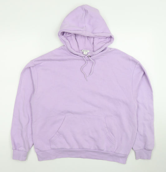 Monki Women Lilac Hoodie Medium Cotton Blend Drawstring Pullover