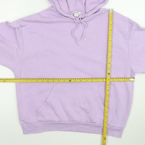 Monki Women Lilac Hoodie Medium Cotton Blend Drawstring Pullover