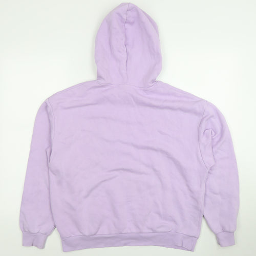 Monki Women Lilac Hoodie Medium Cotton Blend Drawstring Pullover