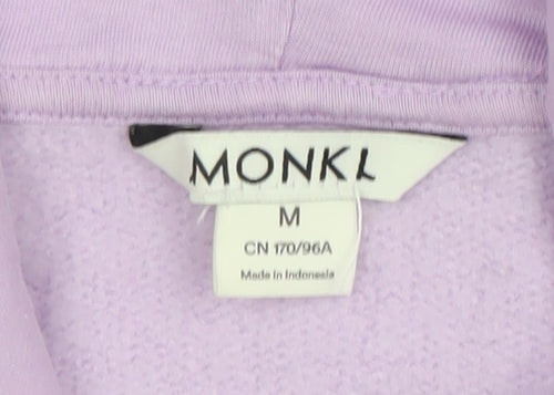 Monki Women Lilac Hoodie Medium Cotton Blend Drawstring Pullover