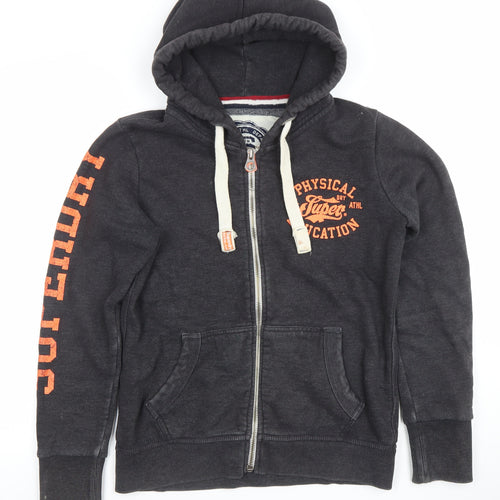 Superdry Men’s Grey Full Zip Hoodie XS Sports Logo Fleece