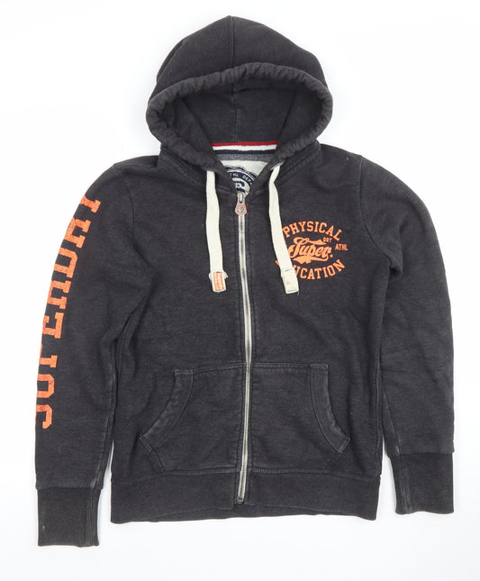 Superdry Men’s Grey Full Zip Hoodie XS Sports Logo Fleece
