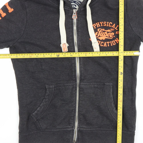 Superdry Men’s Grey Full Zip Hoodie XS Sports Logo Fleece