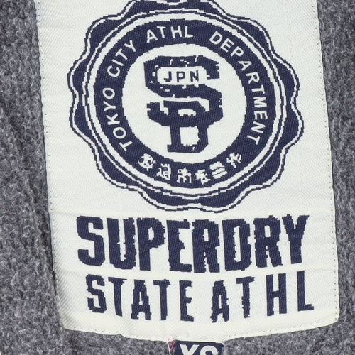 Superdry Men’s Grey Full Zip Hoodie XS Sports Logo Fleece