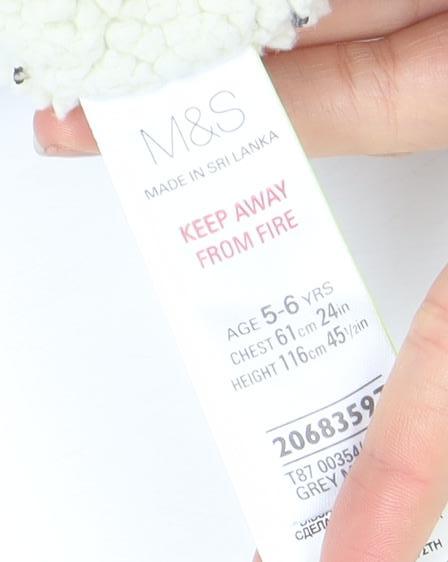 Marks and Spencer Boys Grey Full Zip Hoodie Size 5-6 Years Cotton Blend