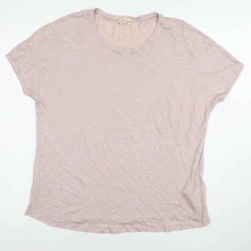 Phase Eight Women Pink Linen Short Sleeve T-Shirt UK 14