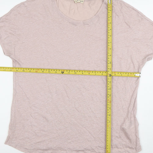 Phase Eight Women Pink Linen Short Sleeve T-Shirt UK 14