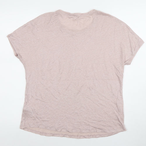 Phase Eight Women Pink Linen Short Sleeve T-Shirt UK 14