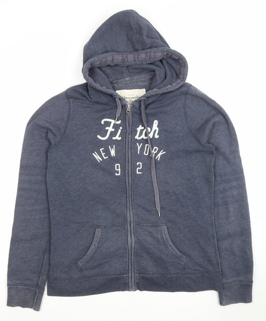 Abercrombie & Fitch Women's Blue Full Zip Hoodie Size L Cotton Blend