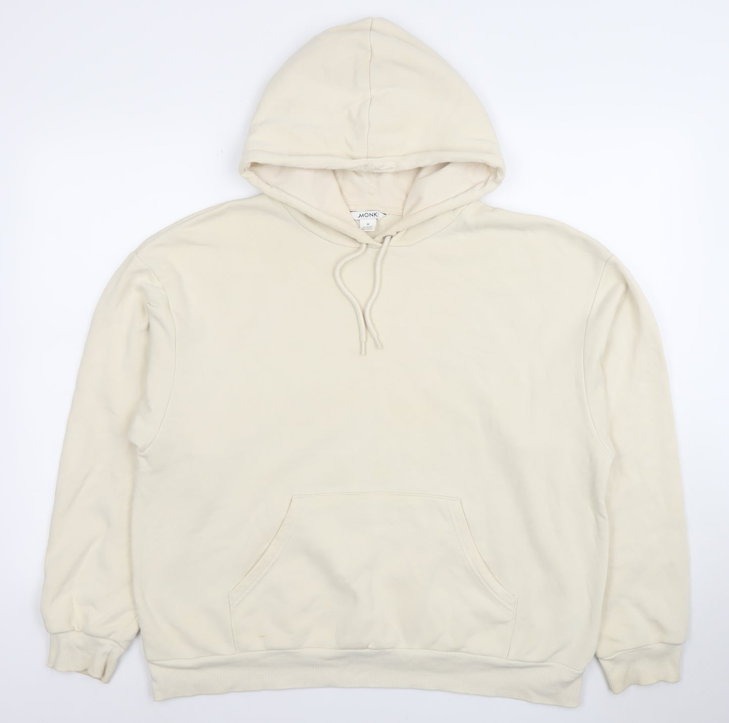 Monki Women Beige Pullover Hoodie Medium Cotton Blend Casual