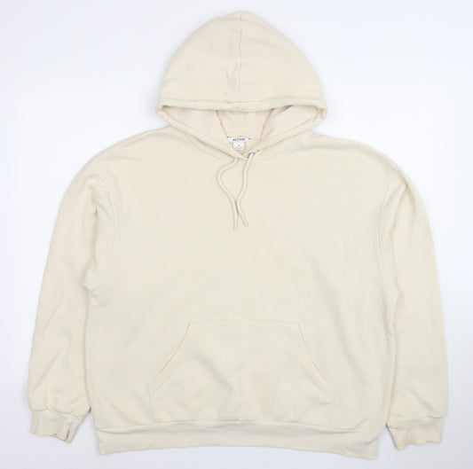 Monki Women Beige Pullover Hoodie Medium Cotton Blend Casual