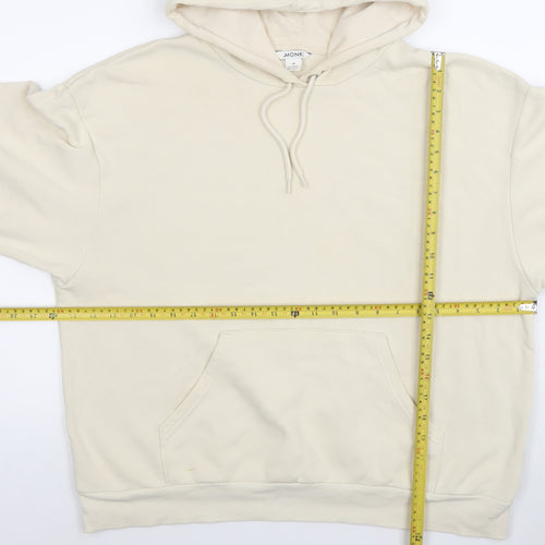 Monki Women Beige Pullover Hoodie Medium Cotton Blend Casual