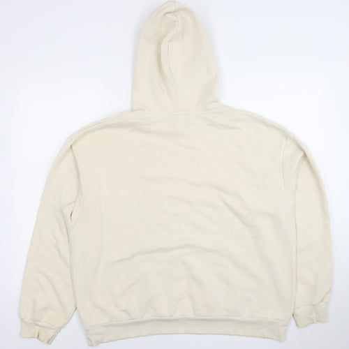 Monki Women Beige Pullover Hoodie Medium Cotton Blend Casual