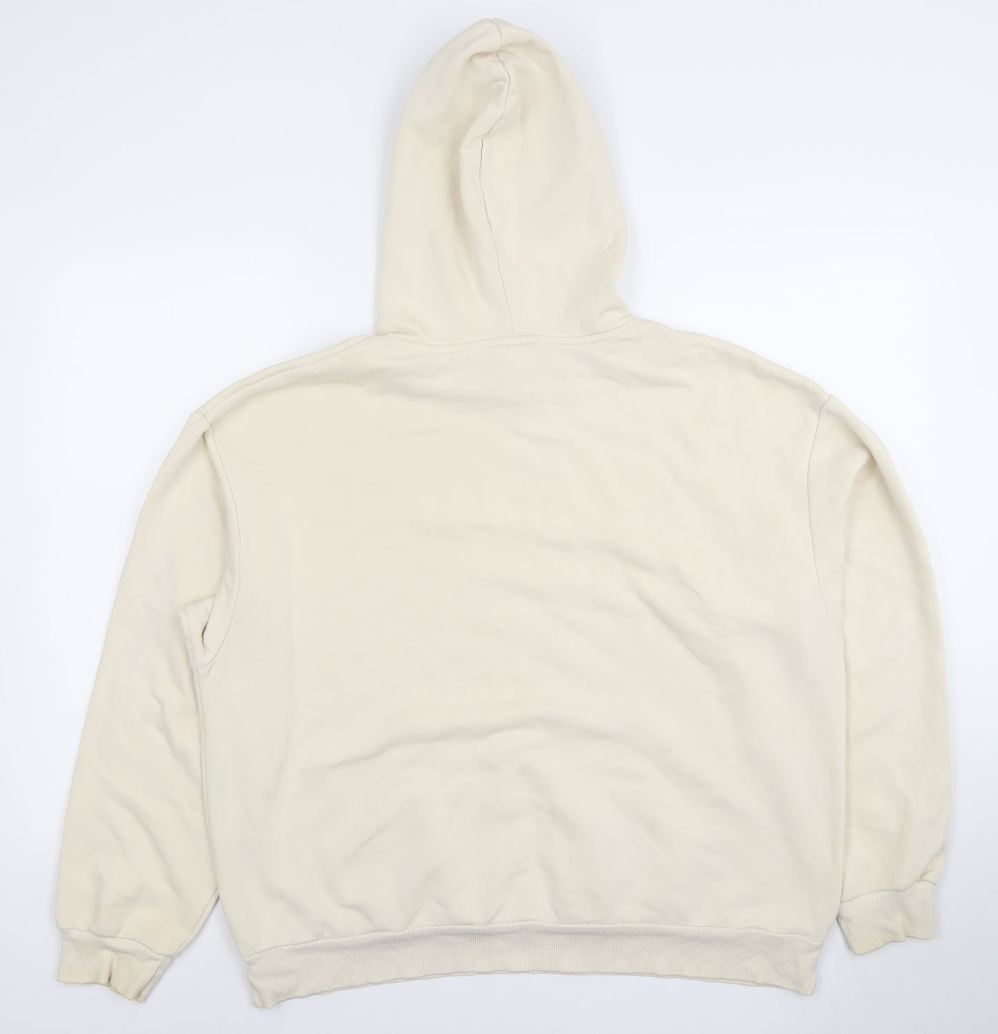 Monki Women Beige Pullover Hoodie Medium Cotton Blend Casual