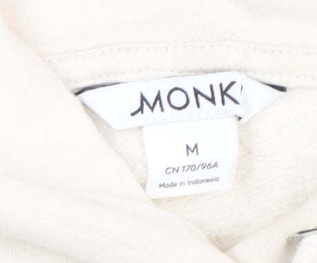 Monki Women Beige Pullover Hoodie Medium Cotton Blend Casual