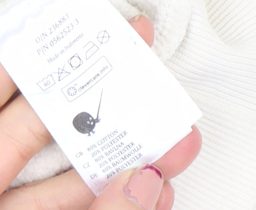 Monki Women Beige Pullover Hoodie Medium Cotton Blend Casual