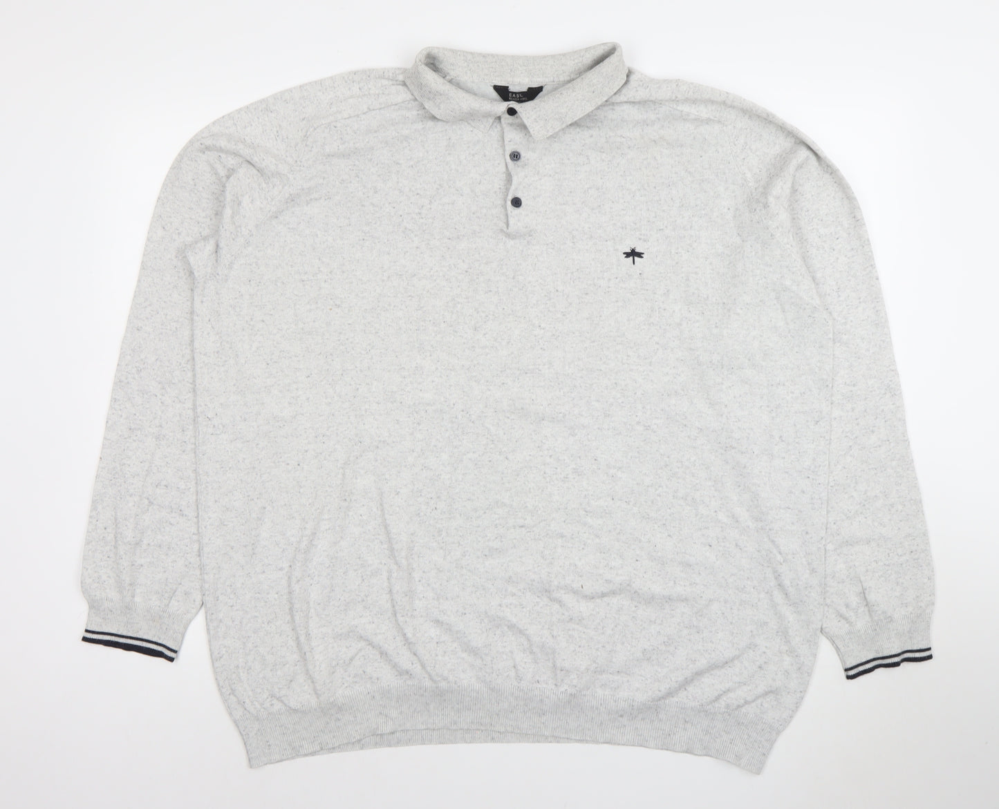 Easy Black Label Men's Grey 2XL Long Sleeve Polo Shirt