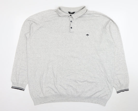 Easy Black Label Men's Grey 2XL Long Sleeve Polo Shirt