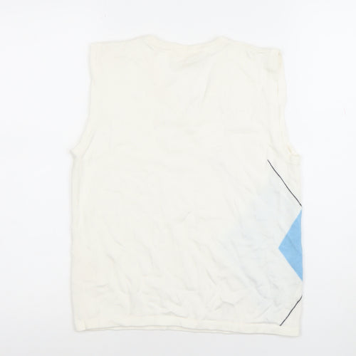 Daily Sports Women's White Knit Argyle Sleeveless Top Size S