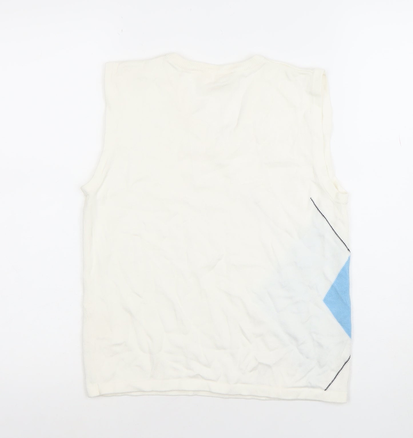 Daily Sports Women's White Knit Argyle Sleeveless Top Size S