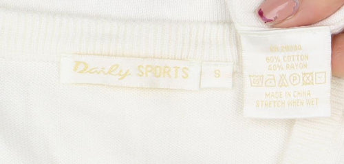 Daily Sports Women's White Knit Argyle Sleeveless Top Size S