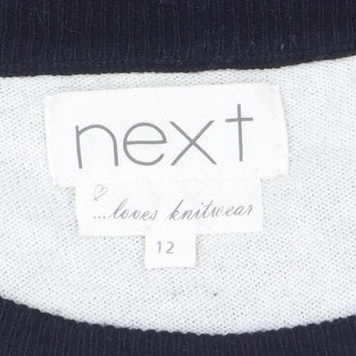 Next Women's Colourblock Puff Sleeve Black Beige Top Size 12