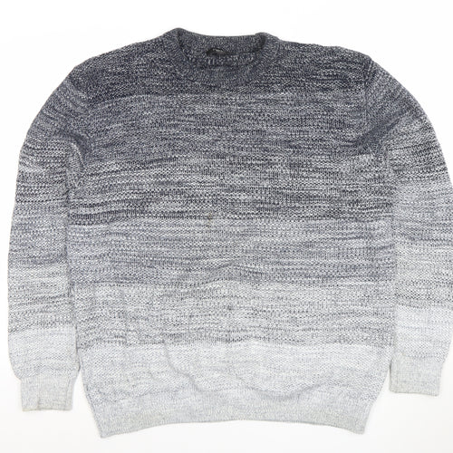 Next Men’s Grey Gradient Cotton Acrylic Knit Jumper XL Crew Neck