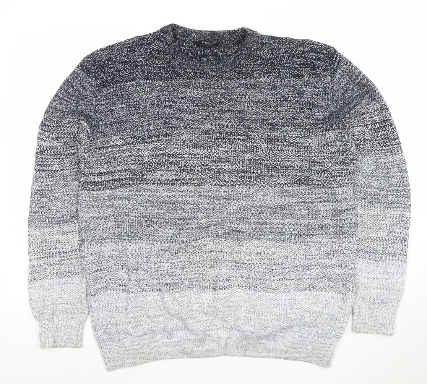 Next Men’s Grey Gradient Cotton Acrylic Knit Jumper XL Crew Neck