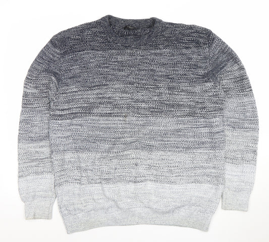 Next Men’s Grey Gradient Cotton Acrylic Knit Jumper XL Crew Neck