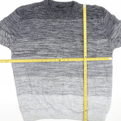 Next Men’s Grey Gradient Cotton Acrylic Knit Jumper XL Crew Neck