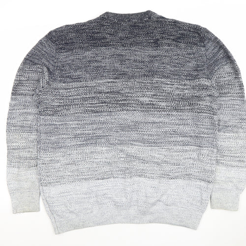 Next Men’s Grey Gradient Cotton Acrylic Knit Jumper XL Crew Neck