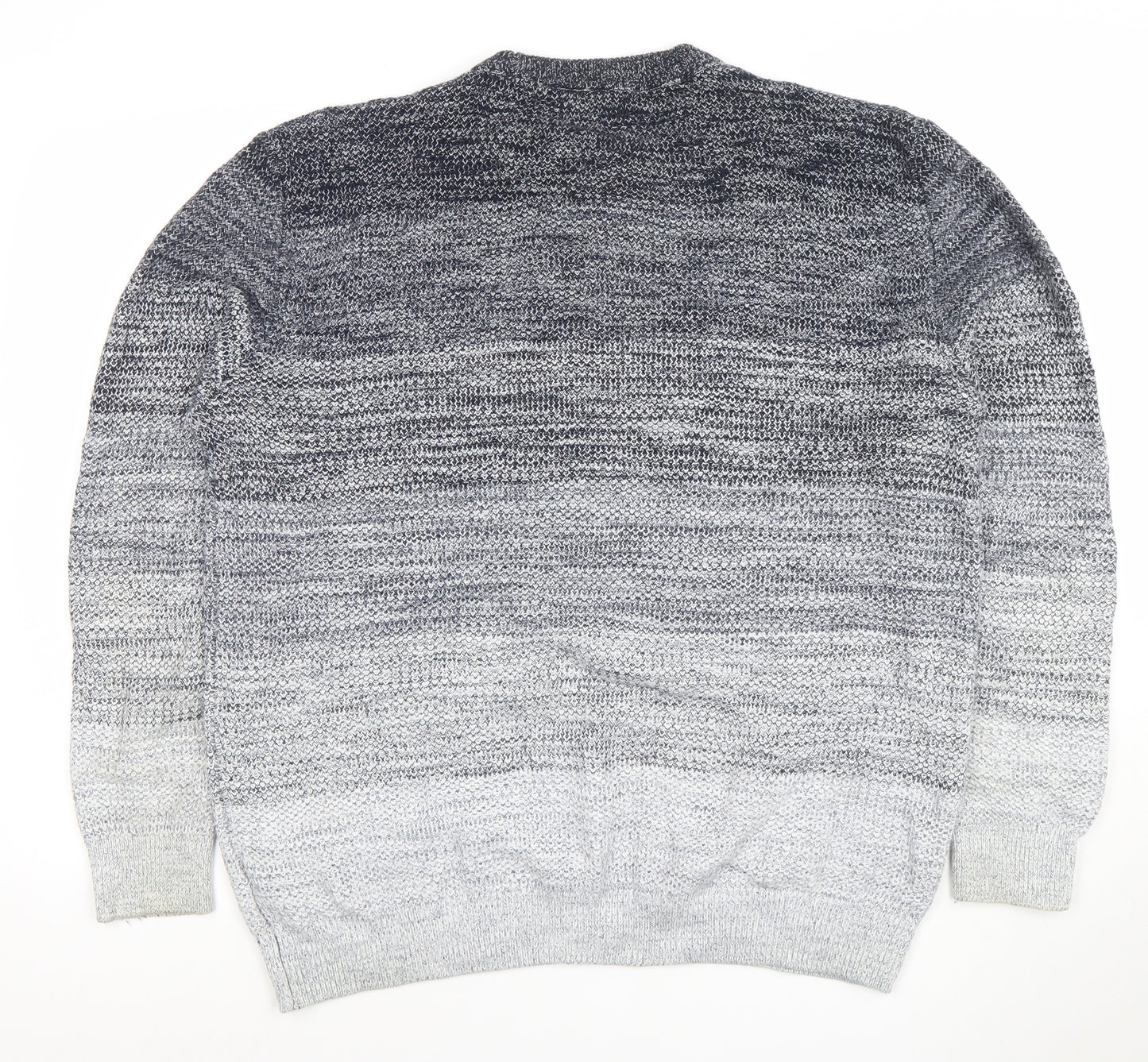 Next Men’s Grey Gradient Cotton Acrylic Knit Jumper XL Crew Neck