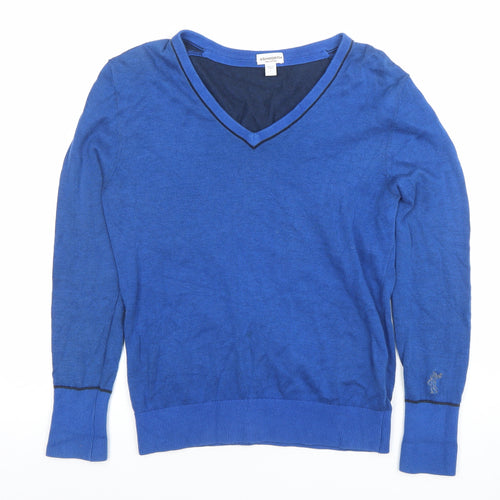 Ashworth Women's Blue V-Neck Cotton Knit Jumper Size S