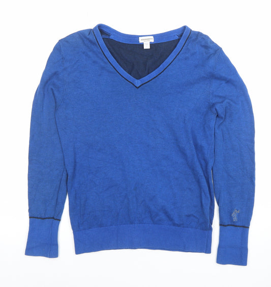 Ashworth Women's Blue V-Neck Cotton Knit Jumper Size S