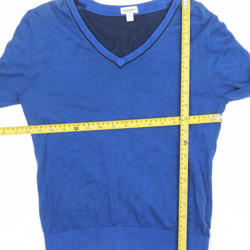 Ashworth Women's Blue V-Neck Cotton Knit Jumper Size S