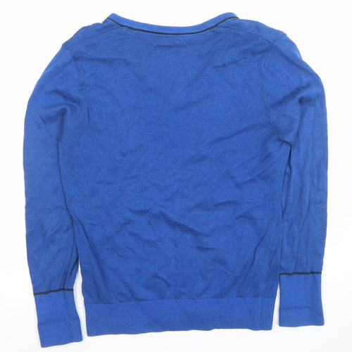 Ashworth Women's Blue V-Neck Cotton Knit Jumper Size S