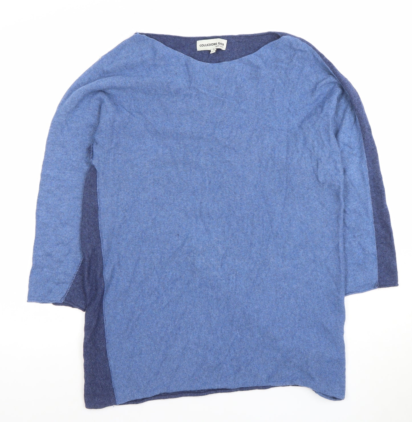 Collezione Gaia Womens Blue Wool Blend Pullover Jumper M Boat Neck