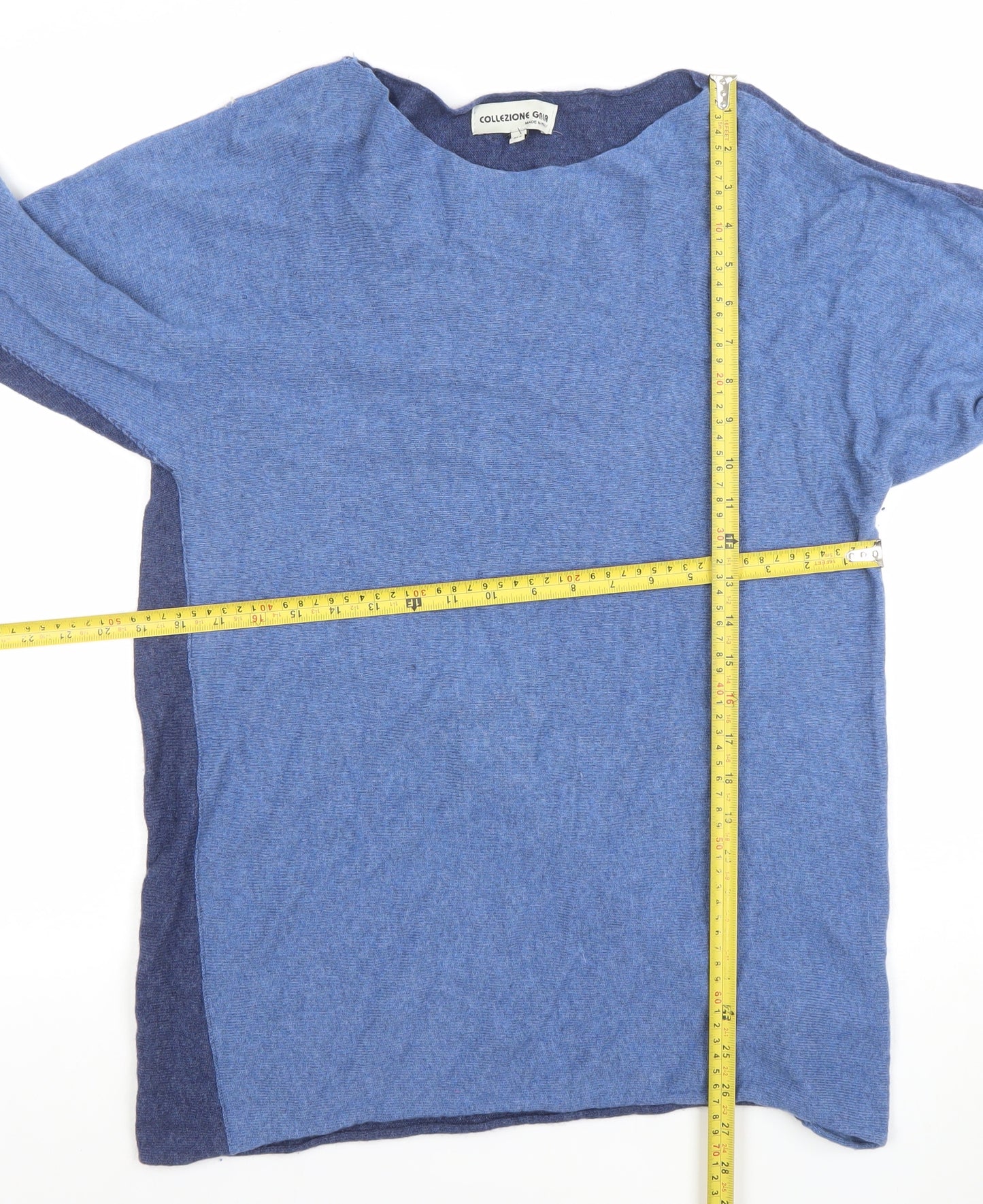 Collezione Gaia Womens Blue Wool Blend Pullover Jumper M Boat Neck