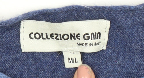 Collezione Gaia Womens Blue Wool Blend Pullover Jumper M Boat Neck