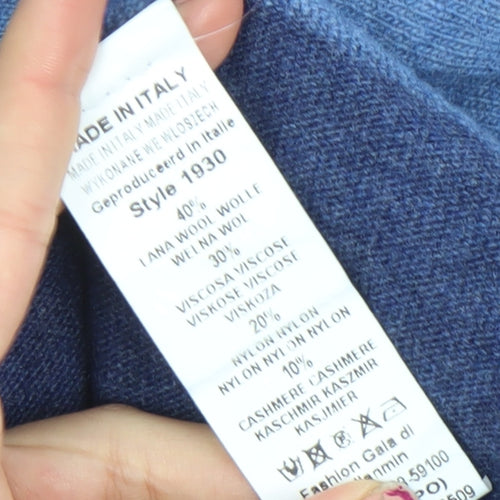 Collezione Gaia Womens Blue Wool Blend Pullover Jumper M Boat Neck