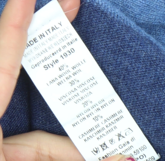 Collezione Gaia Womens Blue Wool Blend Pullover Jumper M Boat Neck