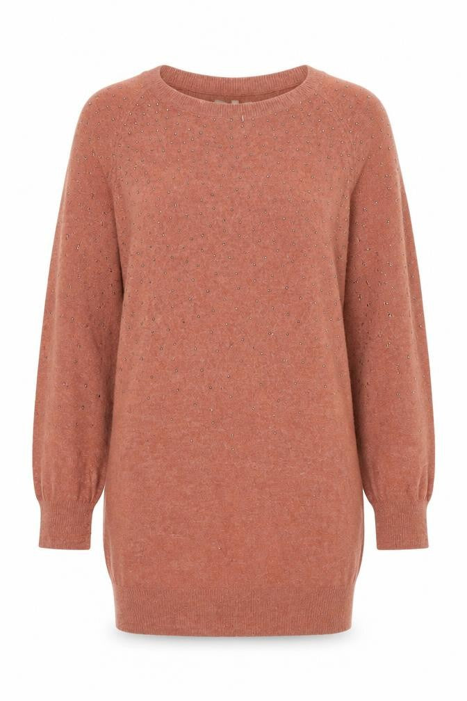 Front view of Next Women’s Brown Angora Blend Studded Knit Jumper, size UK 10