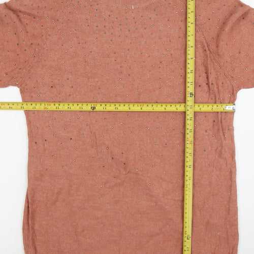 Next Women’s Brown Angora Blend Studded Knit Jumper Size 10