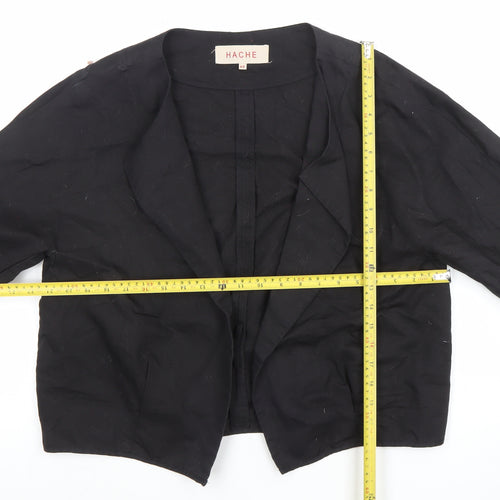Hache Womens Black Linen Cotton Blazer Size 14 Relaxed Fit