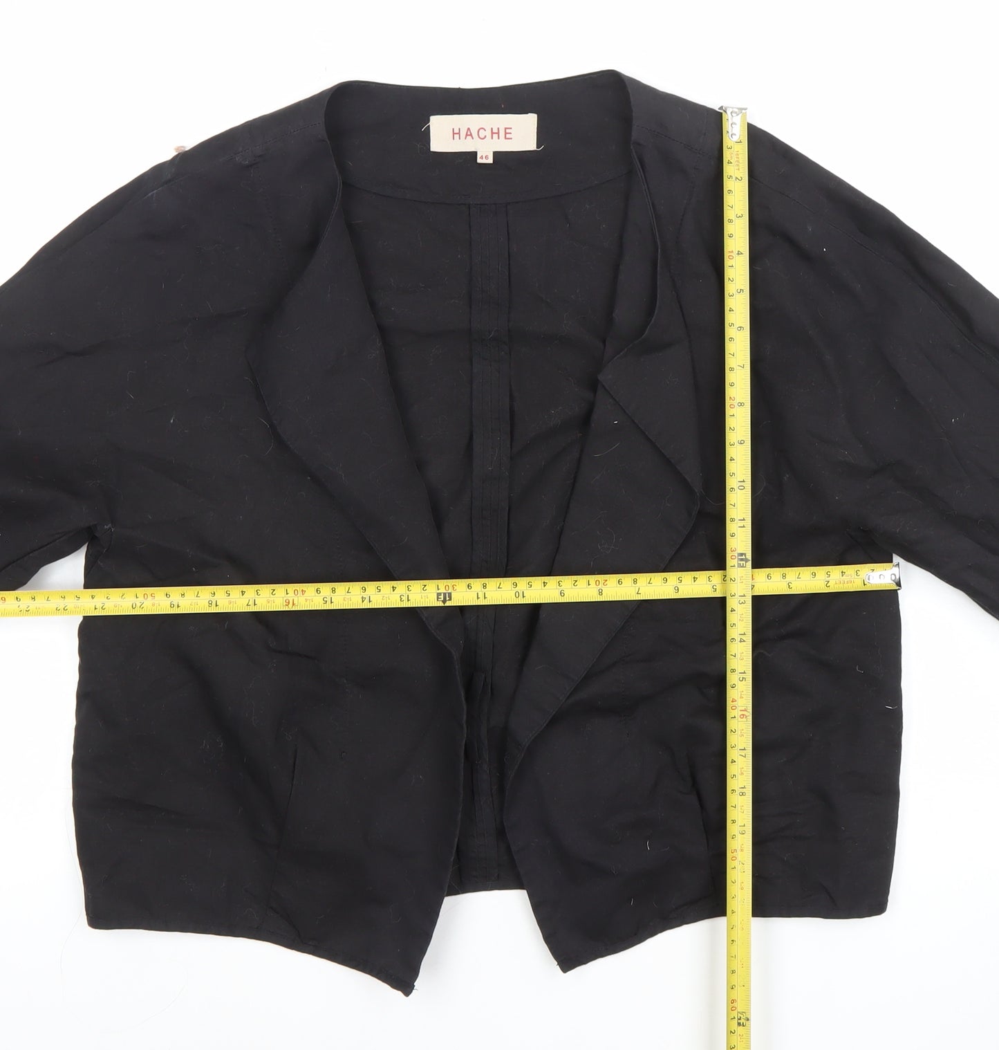 Hache Womens Black Linen Cotton Blazer Size 14 Relaxed Fit