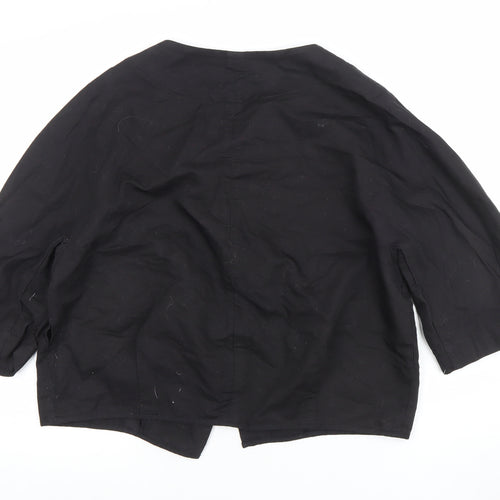 Hache Womens Black Linen Cotton Blazer Size 14 Relaxed Fit